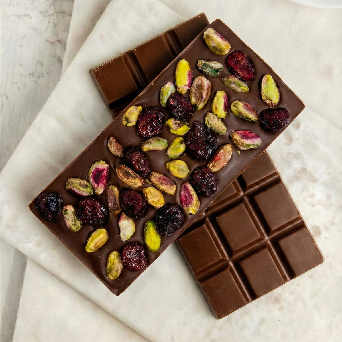 Belgain milk pistachios and cranberries