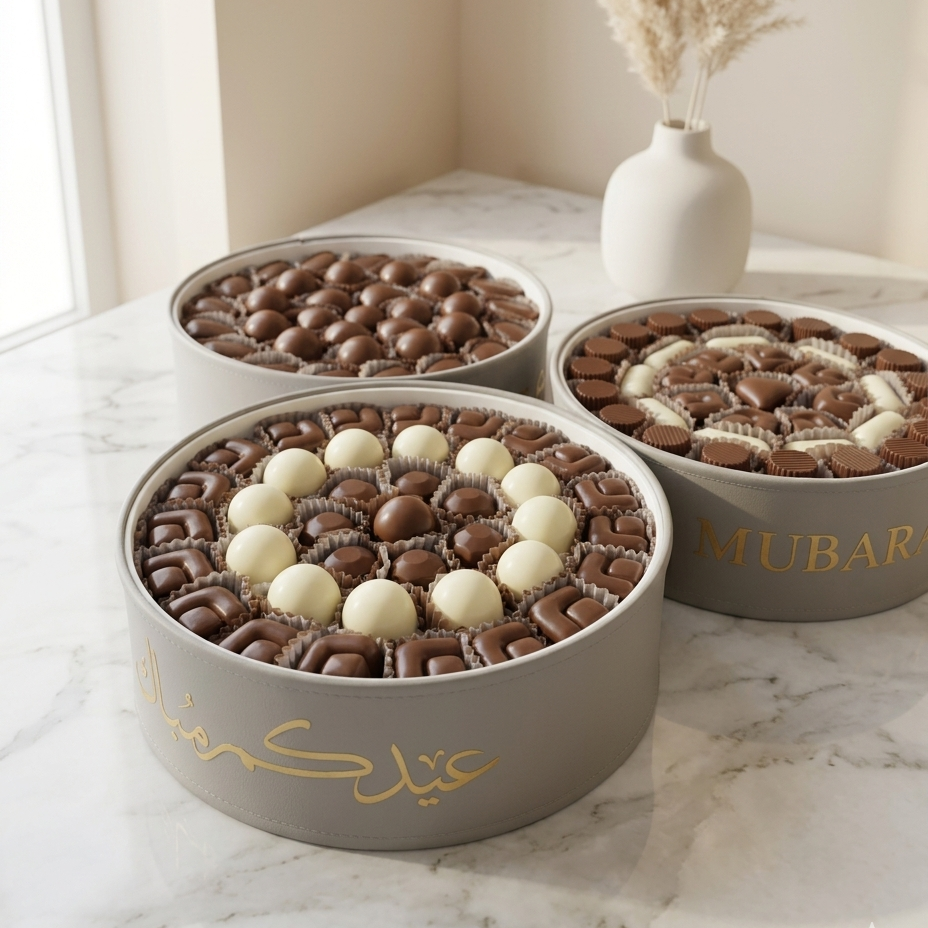 Eid Leather Tray of Premium Belgian Chocolate 40 psc
